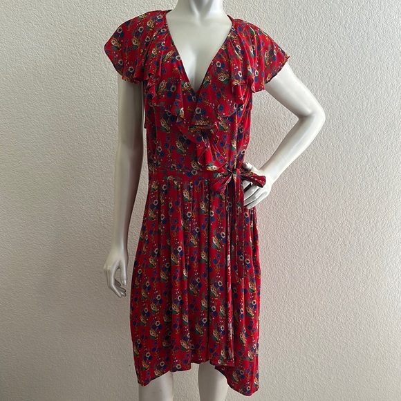 Anthropologie Rosalia Wrap Dress by Maeve in Red - Picture 6 of 11
